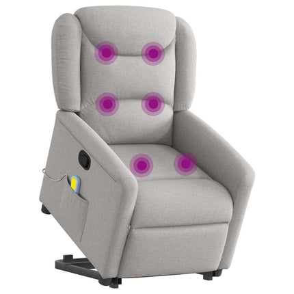 Massagefåtölj med uppresningshjälp molngrå tyg