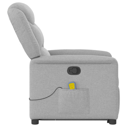 Massagefåtölj med uppresningshjälp molngrå tyg