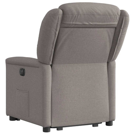 Elektrisk reclinerfåtölj med uppresningshjälp taupe tyg