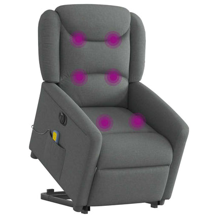 Elektrisk massagefåtölj med uppresningshjälp mörkgrå tyg