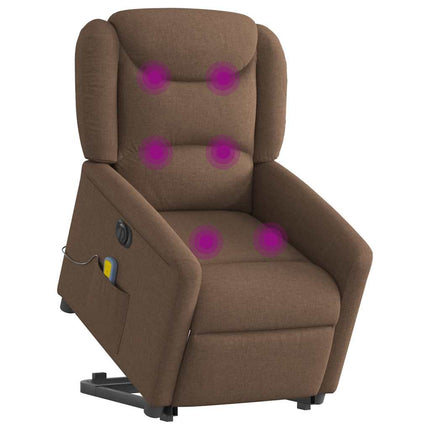 Elektrisk massagefåtölj med uppresningshjälp brun tyg