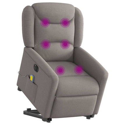 Elektrisk massagefåtölj med uppresningshjälp taupe tyg