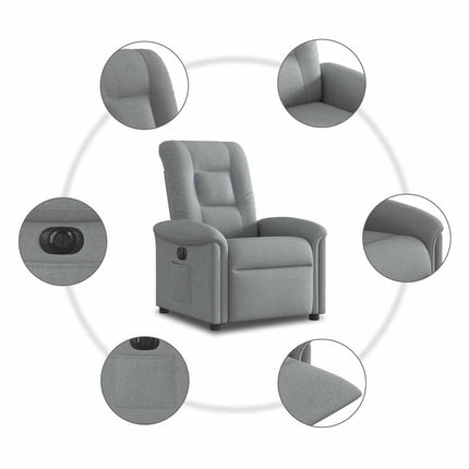 Elektrisk reclinerfåtölj ljusgrå tyg