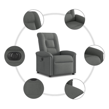 Elektrisk reclinerfåtölj mörkgrå tyg
