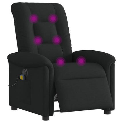 Elektrisk massagefåtölj med uppresningshjälp svart tyg