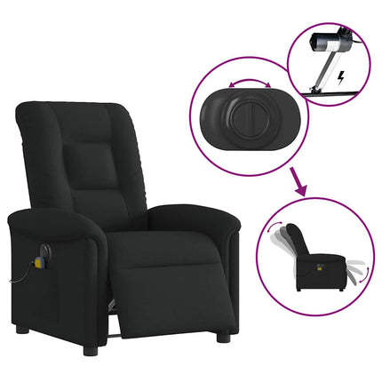 Elektrisk massagefåtölj med uppresningshjälp svart tyg