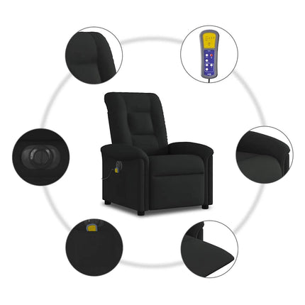 Elektrisk massagefåtölj med uppresningshjälp svart tyg