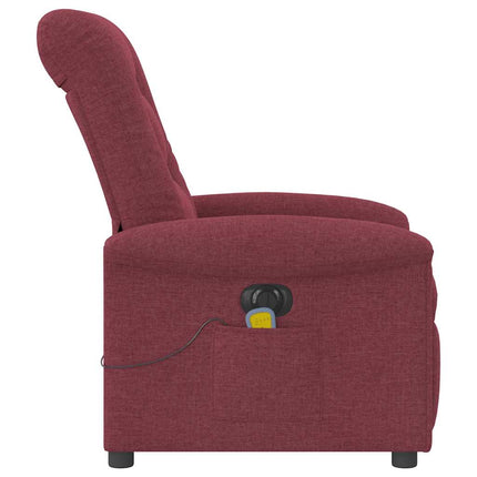 Elektrisk massagefåtölj vinröd tyg