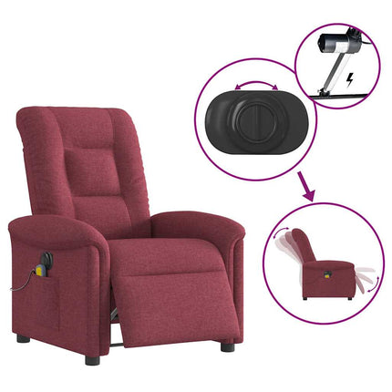 Elektrisk massagefåtölj vinröd tyg