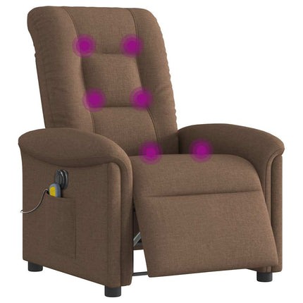 Elektrisk massagefåtölj brun tyg
