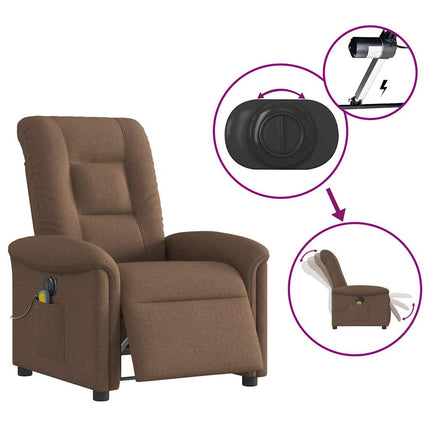 Elektrisk massagefåtölj brun tyg
