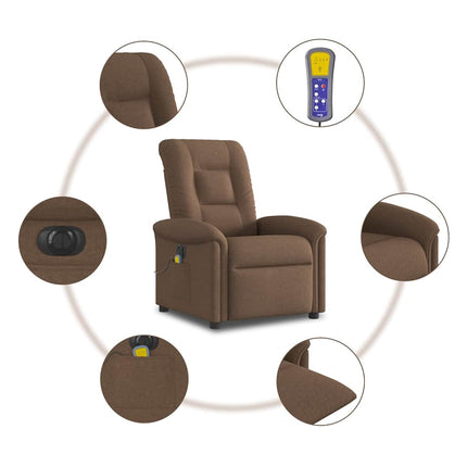 Elektrisk massagefåtölj brun tyg