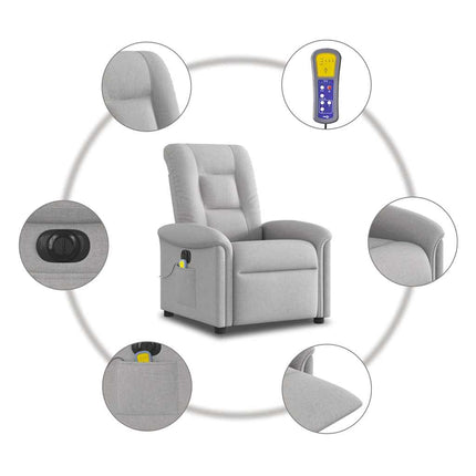 Elektrisk massagefåtölj molngrå tyg