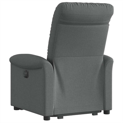 Reclinerfåtölj med uppresningshjälp mörkgrå tyg