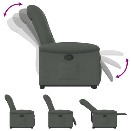 Reclinerfåtölj med uppresningshjälp mörkgrå tyg
