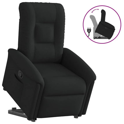 Reclinerfåtölj med uppresningshjälp svart tyg