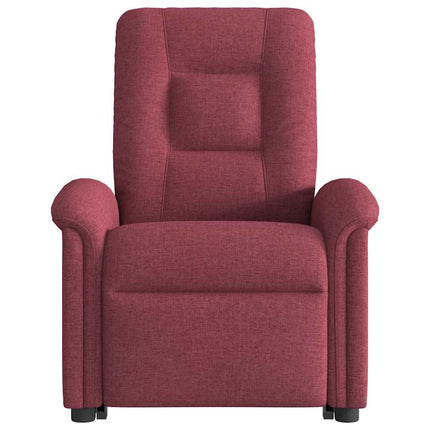 Reclinerfåtölj med uppresningshjälp vinröd tyg