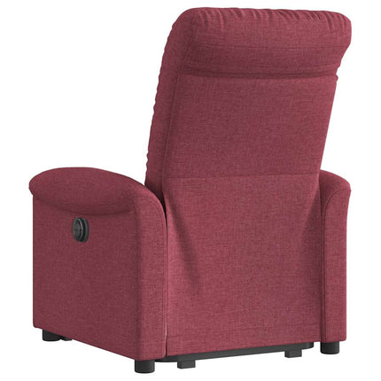 Reclinerfåtölj med uppresningshjälp vinröd tyg