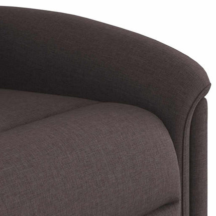 Reclinerfåtölj med uppresningshjälp mörkbrun tyg