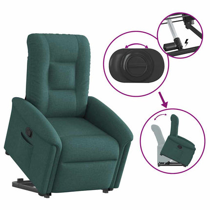 Reclinerfåtölj med uppresningshjälp mörkgrön tyg
