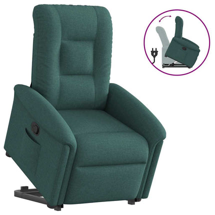 Reclinerfåtölj med uppresningshjälp mörkgrön tyg