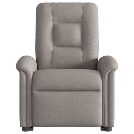 Reclinerfåtölj med uppresningshjälp taupe tyg