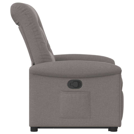 Reclinerfåtölj med uppresningshjälp taupe tyg