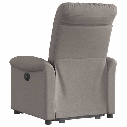 Reclinerfåtölj med uppresningshjälp taupe tyg