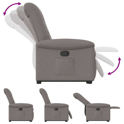 Reclinerfåtölj med uppresningshjälp taupe tyg