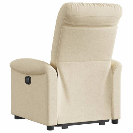 Reclinerfåtölj med uppresningshjälp gräddvit tyg