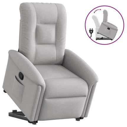 Reclinerfåtölj med uppresningshjälp molngrå tyg