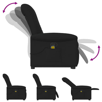 Massagefåtölj med uppresningshjälp svart tyg