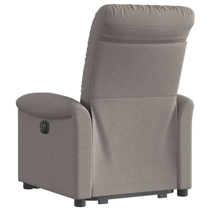 Elektrisk reclinerfåtölj med uppresningshjälp taupe tyg