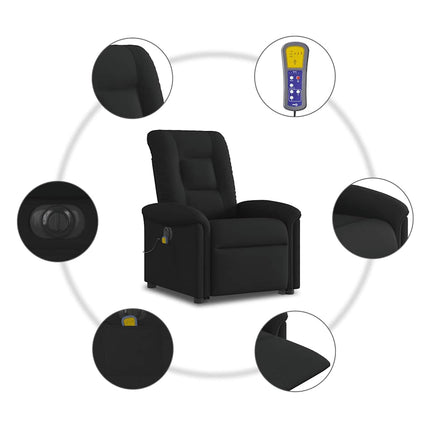 Elektrisk massagefåtölj med uppresningshjälp svart tyg