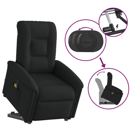 Elektrisk massagefåtölj med uppresningshjälp svart tyg