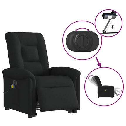 Elektrisk massagefåtölj med uppresningshjälp svart tyg