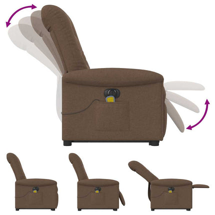 Elektrisk massagefåtölj med uppresningshjälp brun tyg