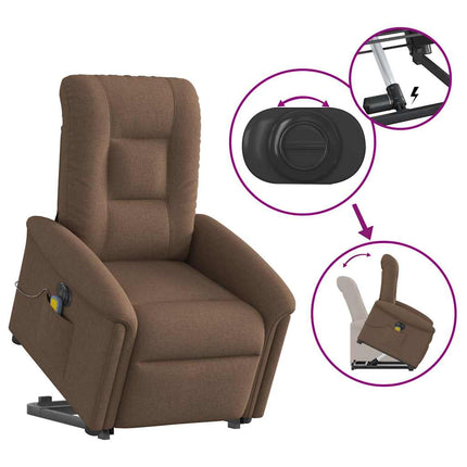 Elektrisk massagefåtölj med uppresningshjälp brun tyg