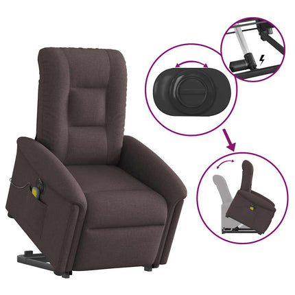 Elektrisk massagefåtölj med uppresningshjälp mörkbrun tyg