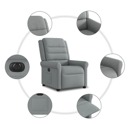 Elektrisk reclinerfåtölj ljusgrå tyg