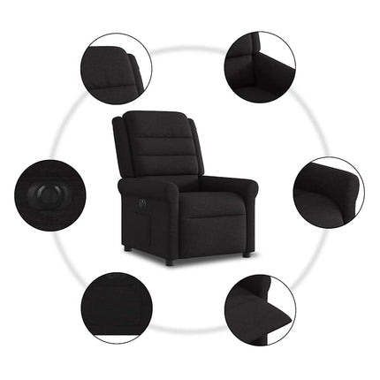 Elektrisk reclinerfåtölj svart tyg