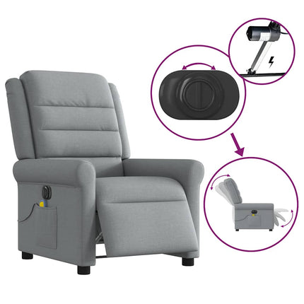 Elektrisk massagefåtölj ljusgrå tyg