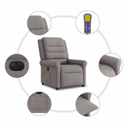 Elektrisk massagefåtölj taupe tyg