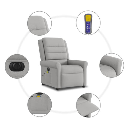 Elektrisk massagefåtölj molngrå tyg