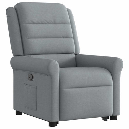 Reclinerfåtölj med uppresningshjälp ljusgrå tyg