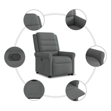 Reclinerfåtölj med uppresningshjälp mörkgrå tyg