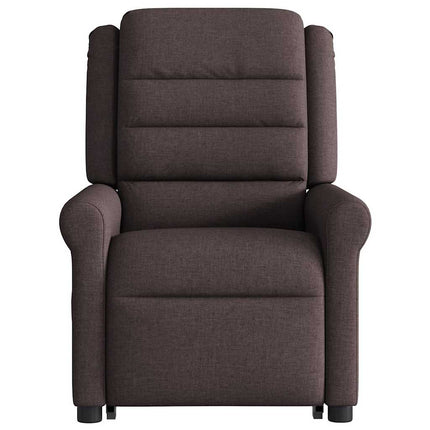 Reclinerfåtölj med uppresningshjälp mörkbrun tyg