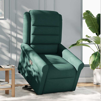 Reclinerfåtölj med uppresningshjälp mörkgrön tyg