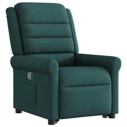 Reclinerfåtölj med uppresningshjälp mörkgrön tyg