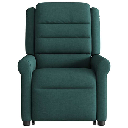 Reclinerfåtölj med uppresningshjälp mörkgrön tyg